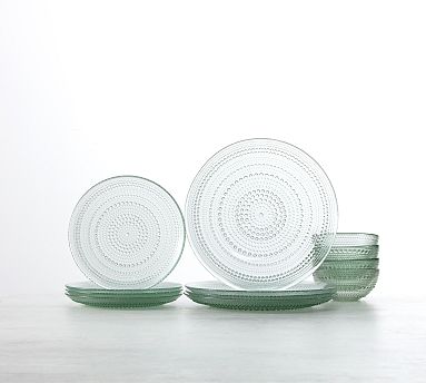 Jupiter 12-Piece Glass Dinnerware Set, Sage