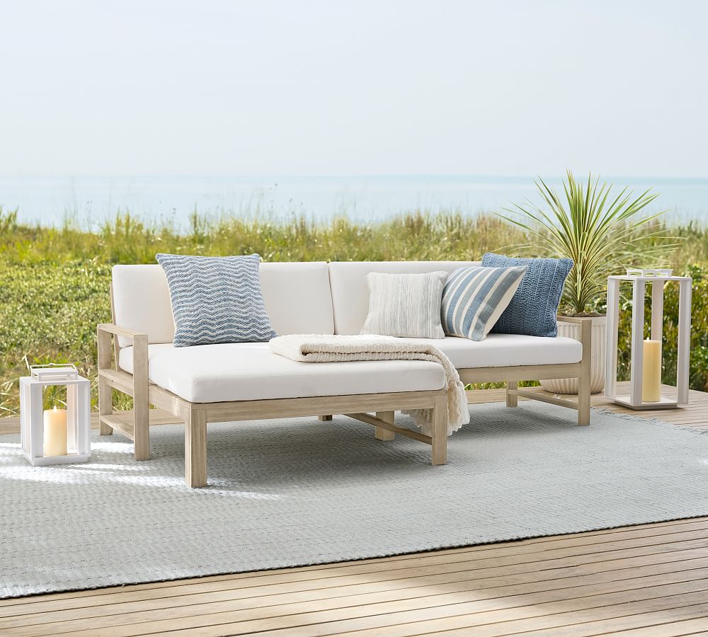 Indio Eucalyptus 2-Piece Loveseat Chaise Outdoor Sectional (95&quot;)