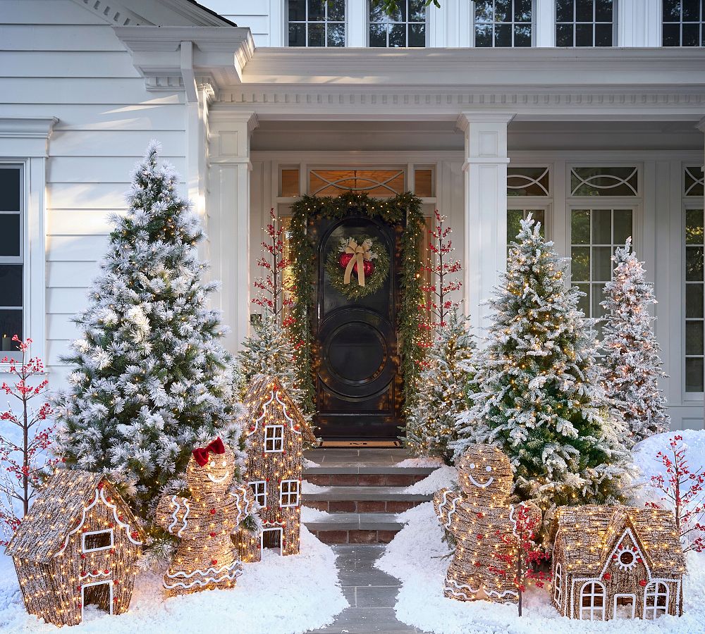 Lit Rattan Gingerbread Collection