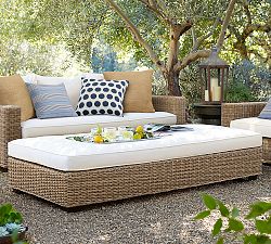 Open Box: Torrey 77&quot; Wicker Grand Outdoor Coffee Table Ottoman