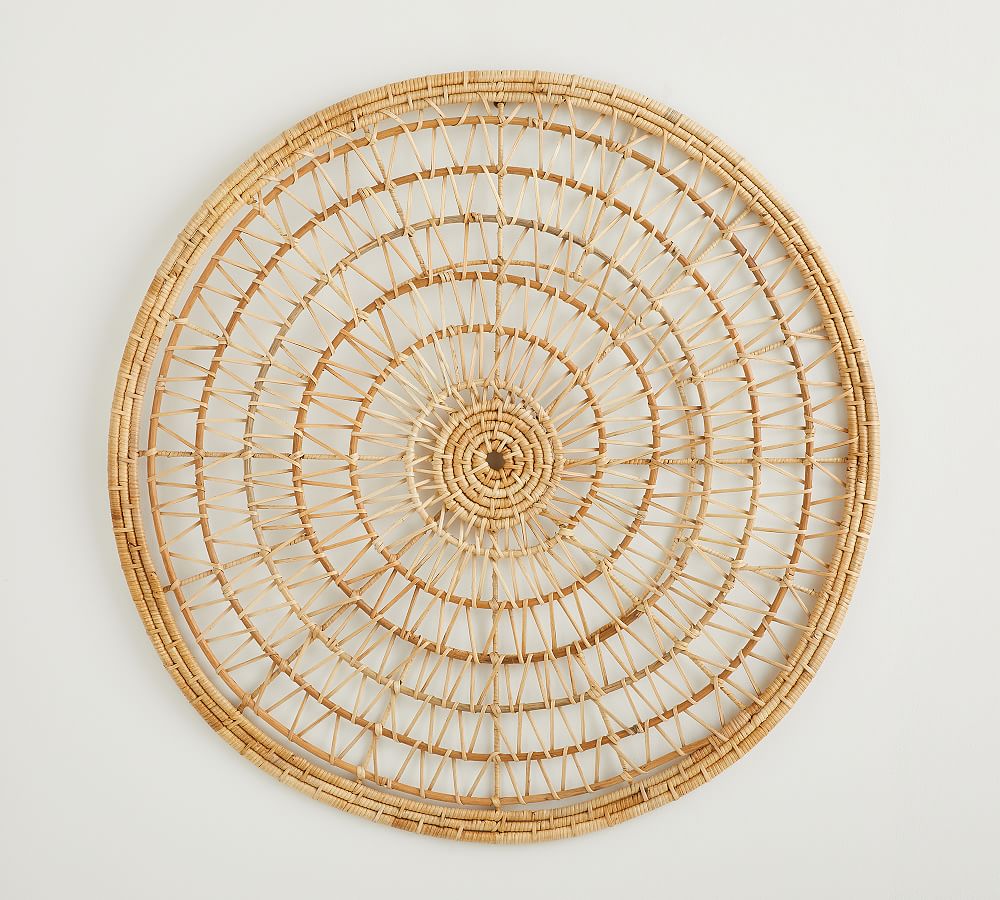 Open Weave Handwoven Wicker Basket Wall Art - 40&quot;