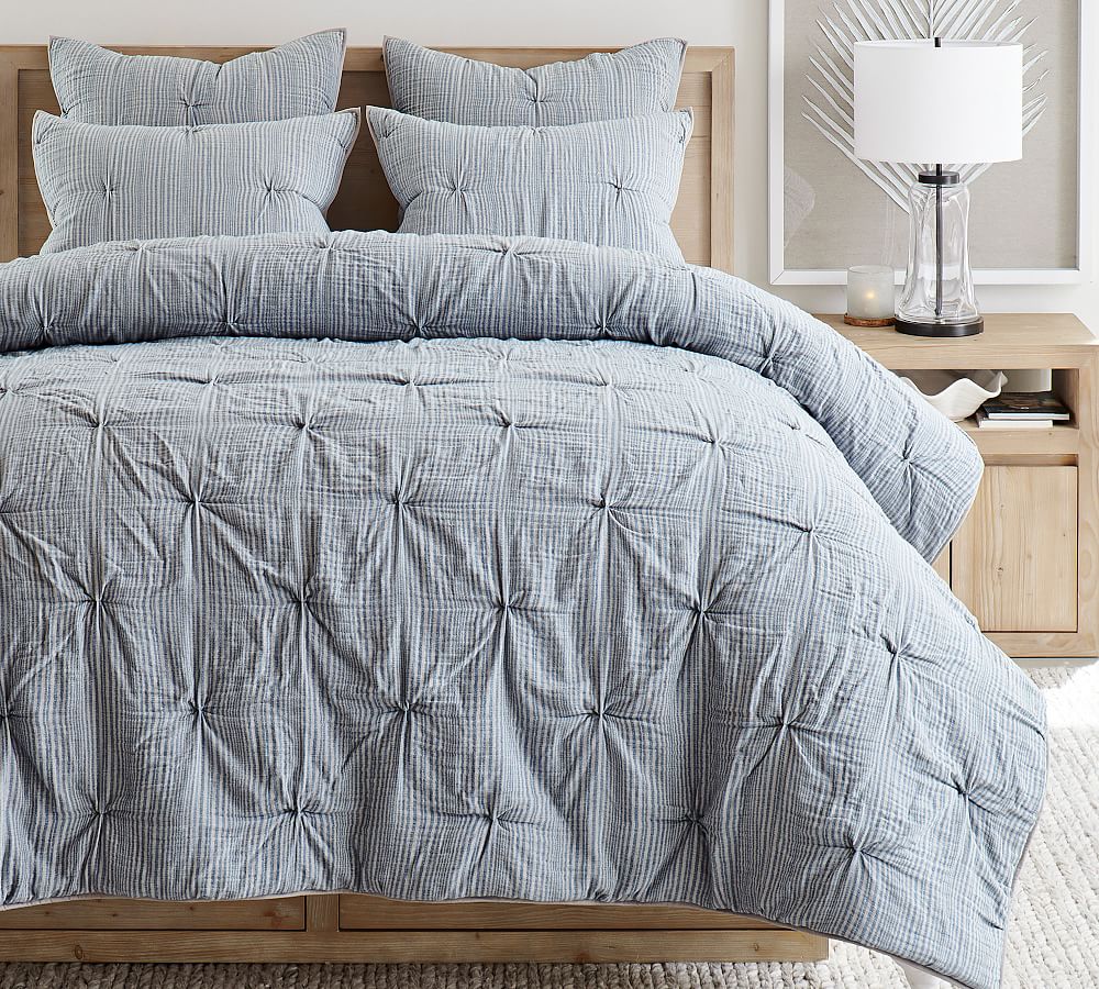 Soft Cotton Striped Handcrafted Quilt &amp; Shams