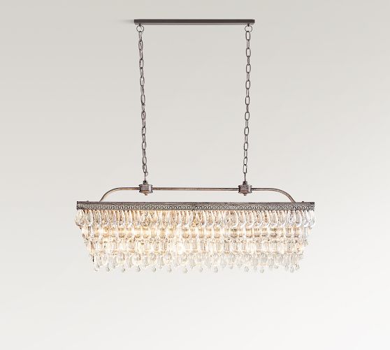 Clarissa Rectangular Crystal Chandelier (30"-40")