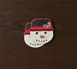 Handcrafted Snowman Beaded Coasters, Set of 4