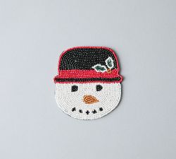 Handcrafted Snowman Beaded Coasters, Set of 4