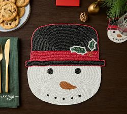 Handcrafted Snowman Beaded Coasters, Set of 4