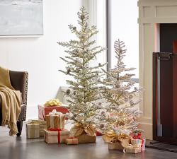 Lit Faux Snowy Pine Trees