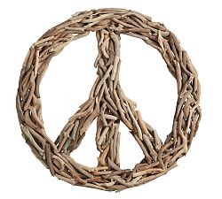 Driftwood Peace Sign Wall Art - 36&quot;
