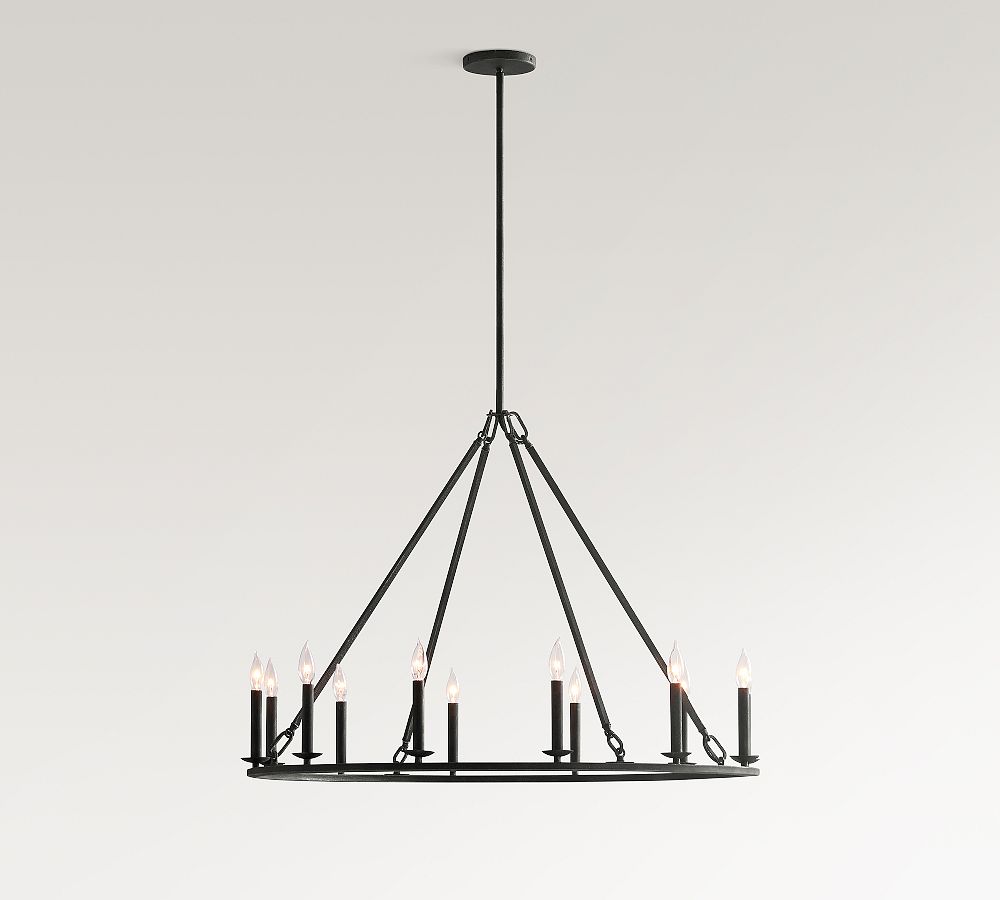 Remington Iron Round Chandelier (42&quot;-60&quot;)