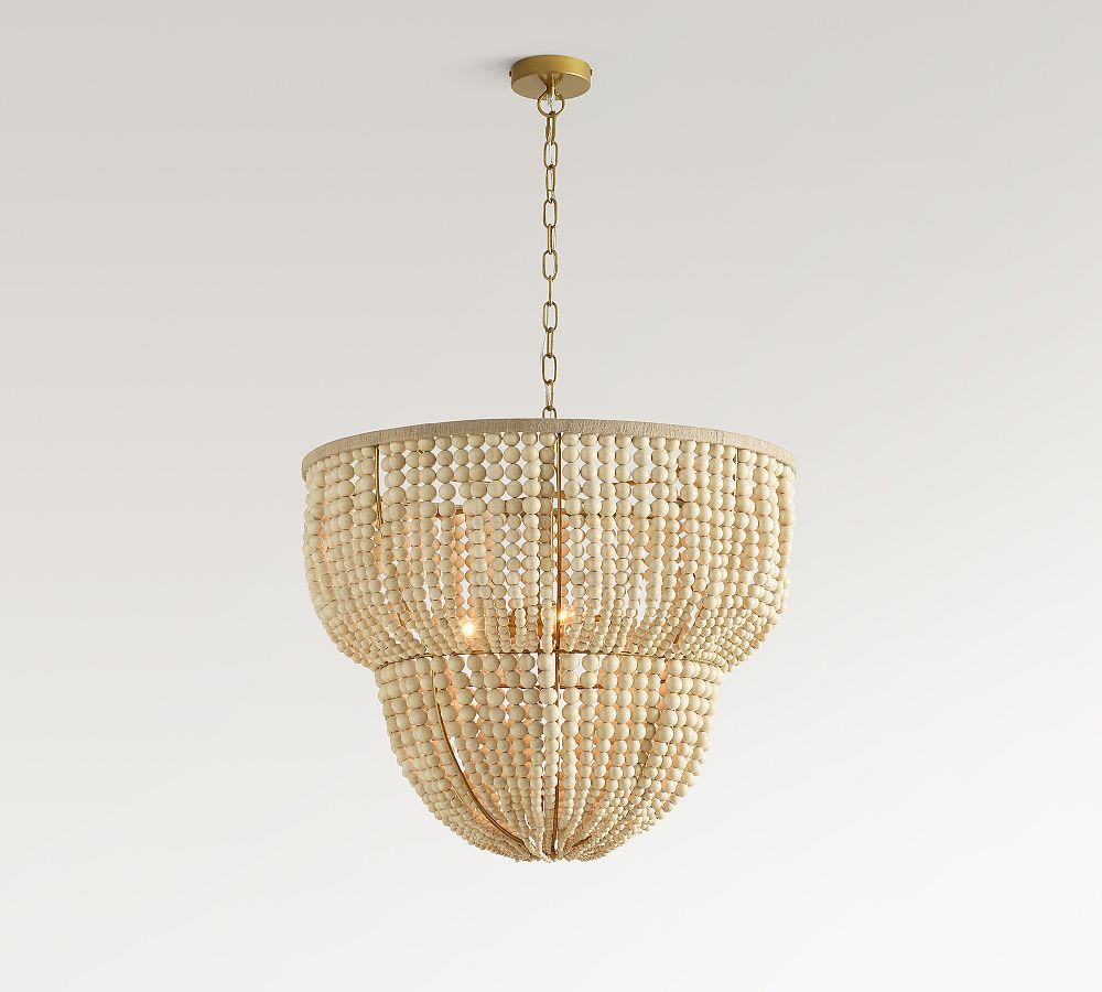 Bristol Wood Bead 2-Tier Chandelier (30&quot;)