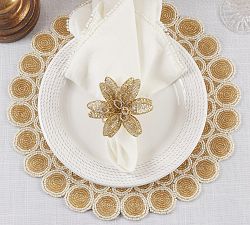 Beaded Flower Napkin Ring, Set of 4