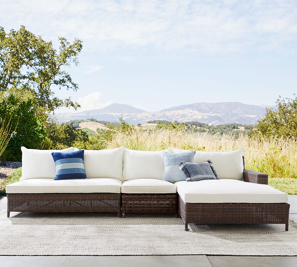 Torrey All Weather Wicker 3-Piece Square Arm Double Chaise Outdoor Sectional (134&quot;)