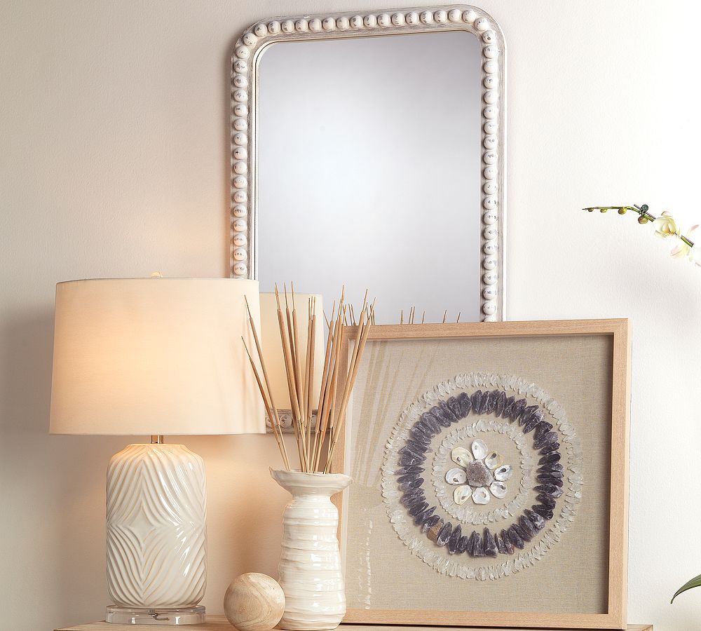 Audrey Beaded Rectangle Wall Mirror, 26&quot; x 38&quot;