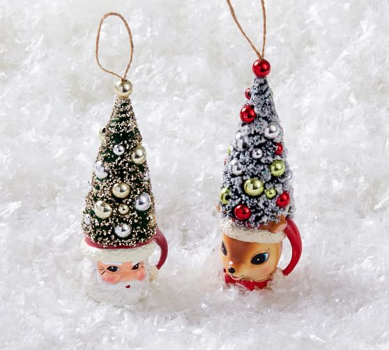 Bottlebrush Christmas Tree Hat Ornaments