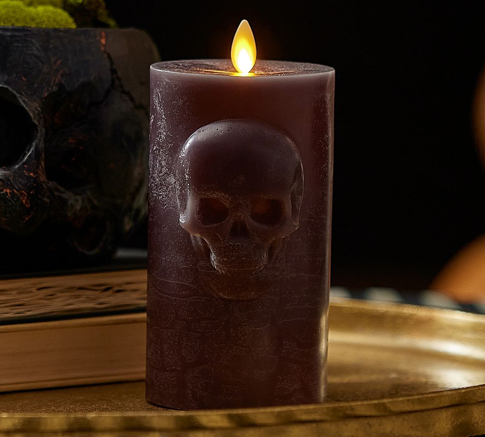 Luminara Premium Flickering Flameless Halloweed Pillar Candle