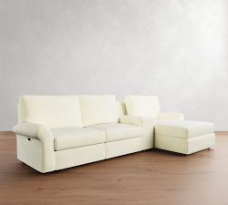 PB Comfort Modern Roll Arm Power Reclining Chaise Sectional - Storage Available (117&quot;-131&quot;)