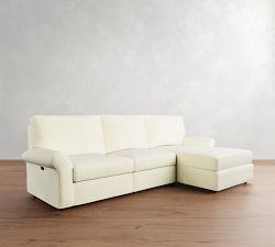 PB Comfort Modern Roll Arm Power Reclining Chaise Sectional - Storage Available (117&quot;-131&quot;)