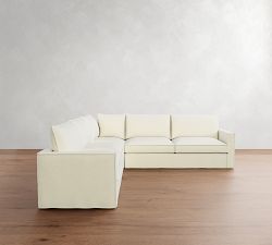 Westwood Slim Arm Flange Edge Slipcovered 3-Piece L-Shaped Sectional (118&quot;)