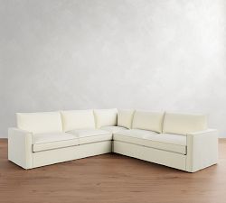 Westwood Slim Arm Flange Edge Slipcovered 3-Piece L-Shaped Sectional (118&quot;)