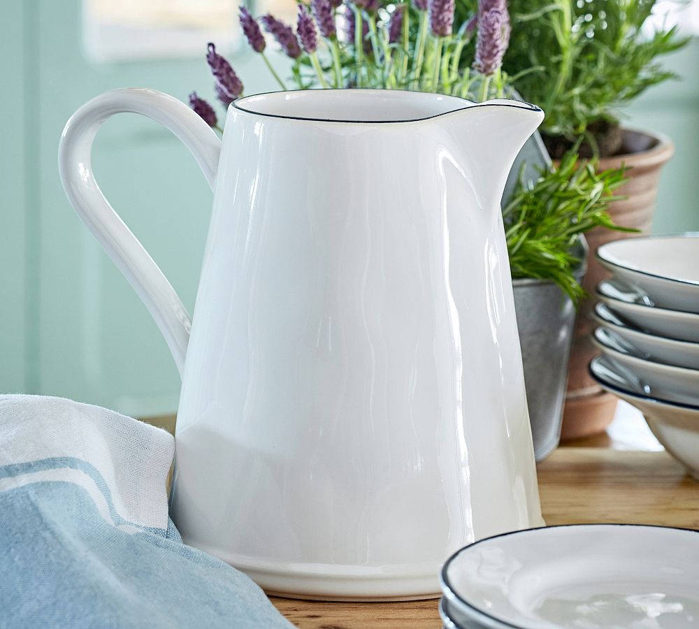 Beja Rimmed Stoneware Pitcher