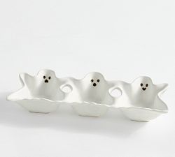Gus the Ghost Stoneware Triple Condiment Server