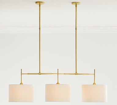 Linen Drum Shade Linear Chandelier (43&quot;)