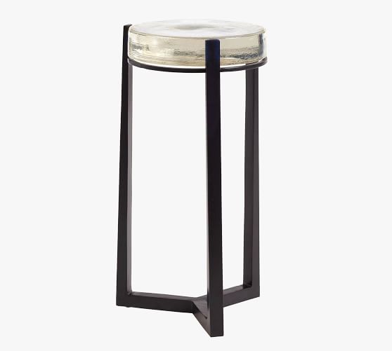 Cori Round Recycled Glass Accent Table (10")