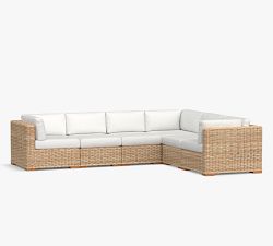 Huntington Wicker 6-Piece Square Arm Outdoor Sectional (126&quot;)