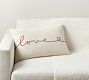 Love Script Embroidered Lumbar Pillow