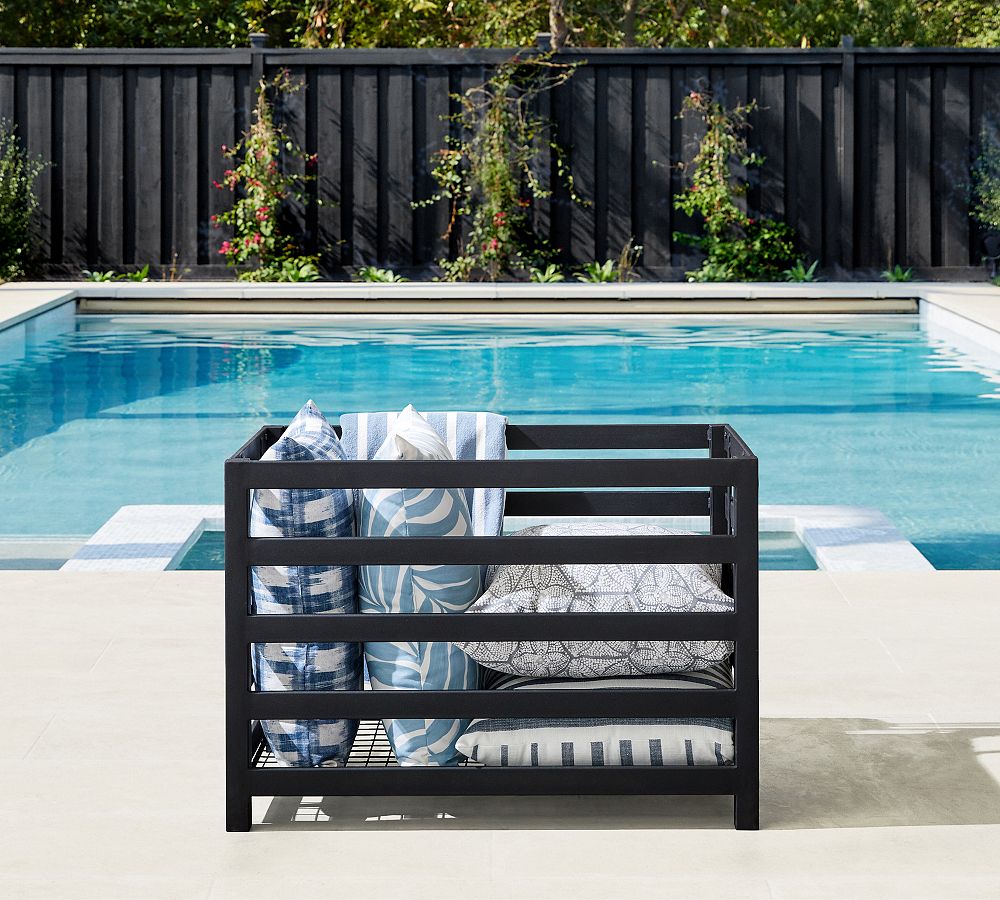 Malibu Metal Outdoor Pool Accessory Storage Bin