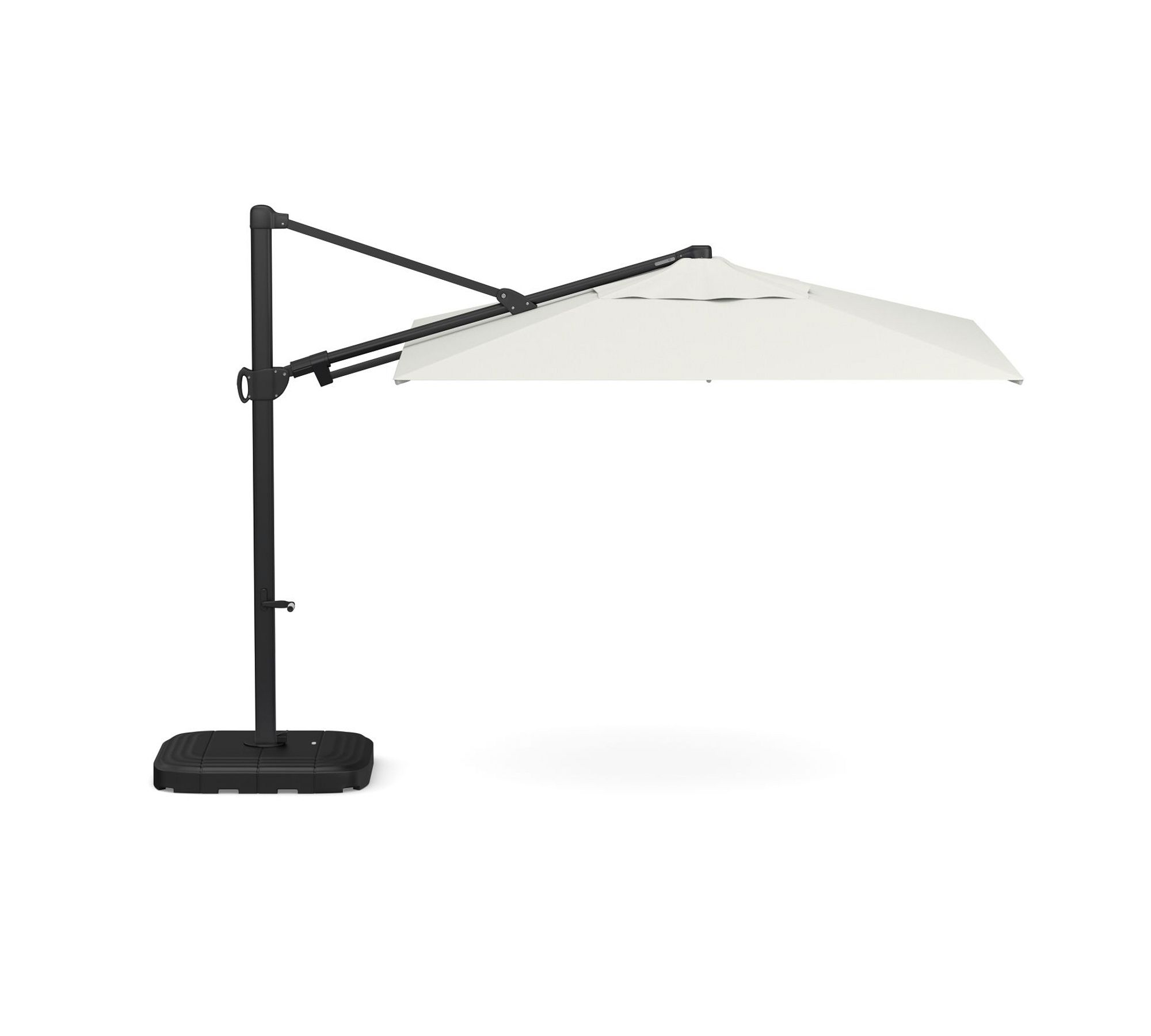 Premium 10ft Square Cantilever Outdoor Umbrella w/ Alum Black Pole, HP Recycled Canvas, Frost