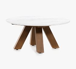 Carmina Indoor/Outdoor 36&quot; Marble &amp; Teak Coffee Table