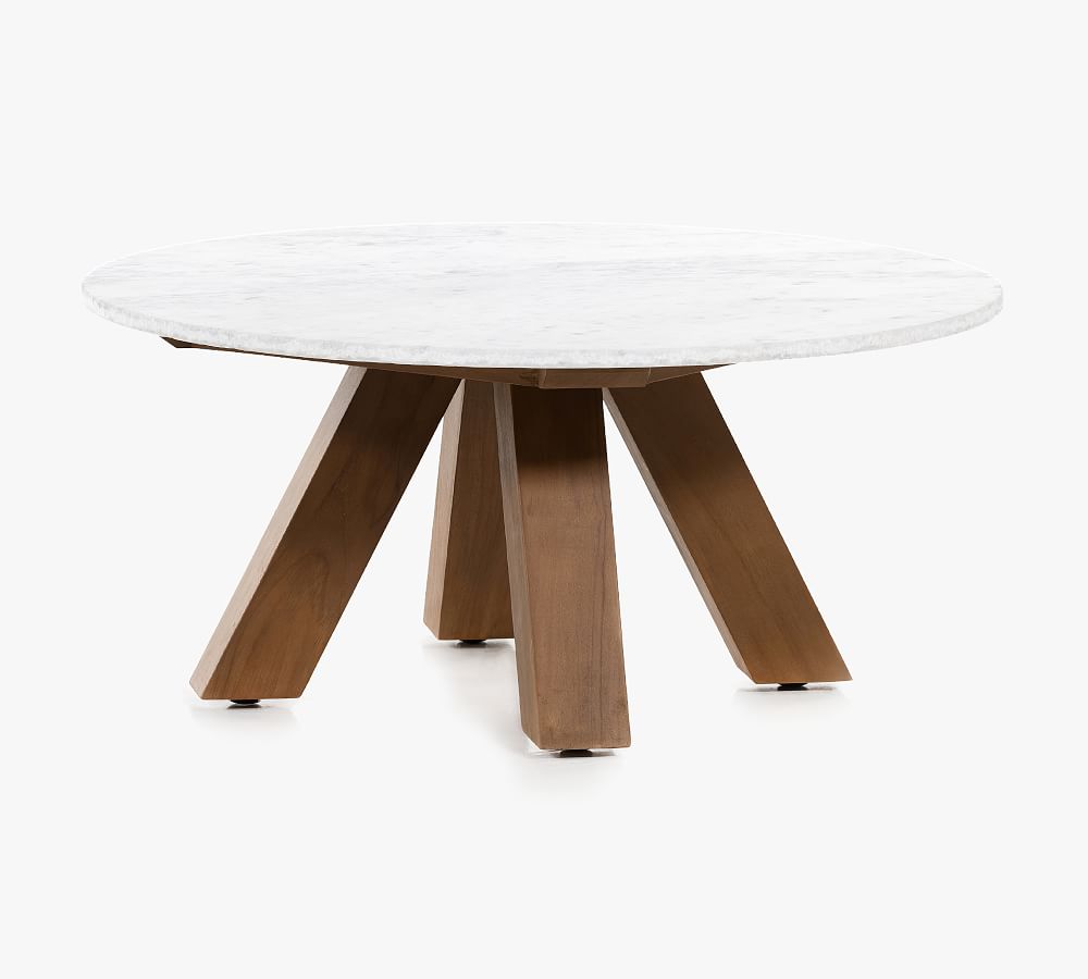 Carmina Indoor/Outdoor 36&quot; Marble &amp; Teak Coffee Table