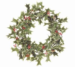 Faux Holly Berry Wreath, Garland &amp; Spray
