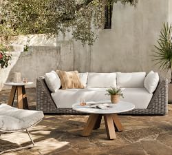 Carmina Indoor/Outdoor 36&quot; Marble &amp; Teak Coffee Table
