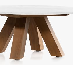 Carmina Indoor/Outdoor 36&quot; Marble &amp; Teak Coffee Table