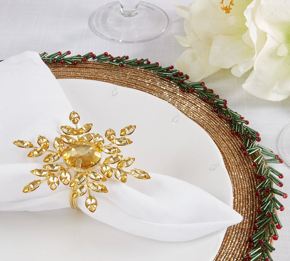 Jeweled Snowflake Napkin Rings, Set of 4