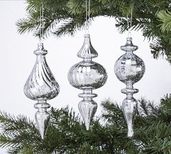 Shatterproof Sparkling Silver Ornament Sets