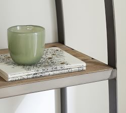 Metal and Wood Oval Wall Shelf