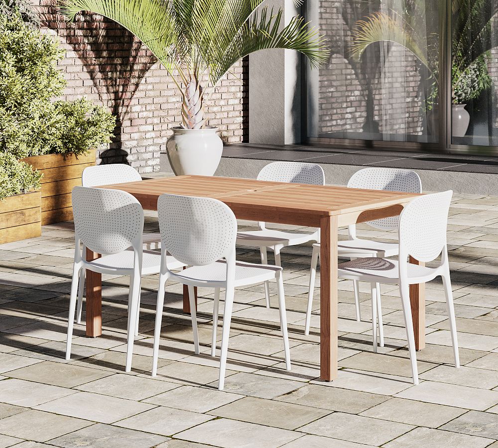 Brockville 7-Piece Teak Rectangular Dining Table Set