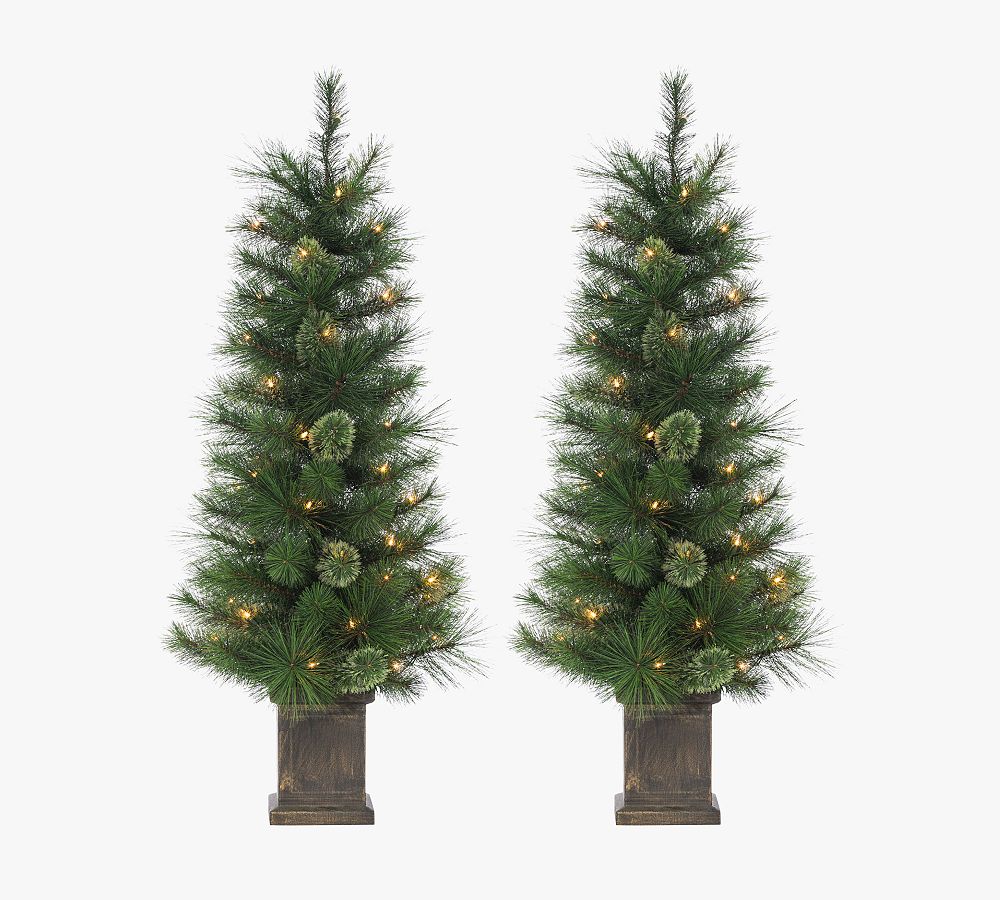 Lit Faux Potted Cashmere Trees - Set of 2