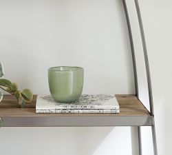Metal and Wood Oval Wall Shelf