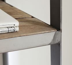 Metal and Wood Oval Wall Shelf