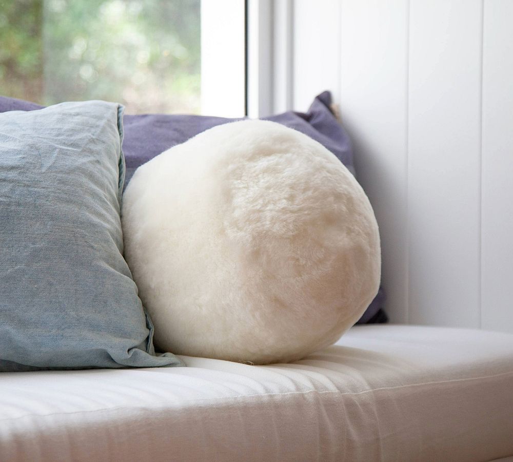 Caye Shortwool Sheepskin Ball Pillow