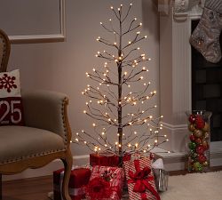 Lit Snowy Twiggy Tree