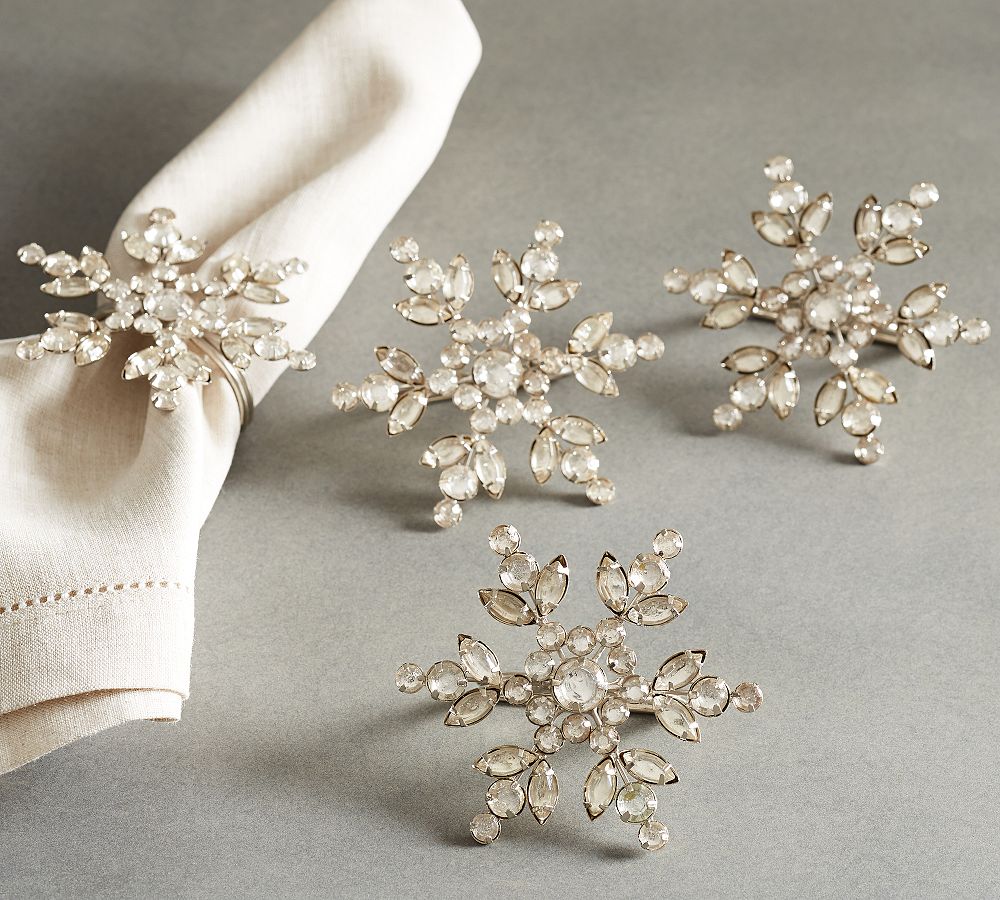 Jeweled Snowflake Napkin Rings, Set of 4