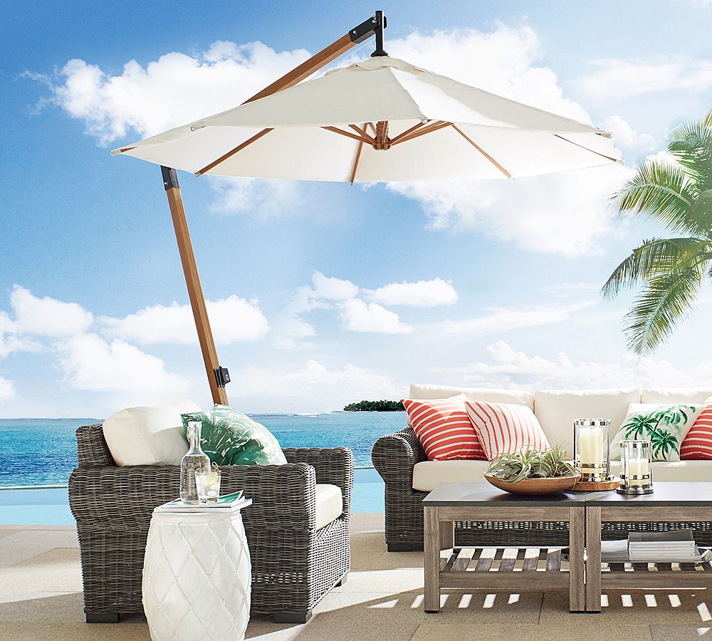 Premium 11' Round Cantilever Sunbrella&#0174; Umbrella &ndash; Eucalyptus Frame&#8203;