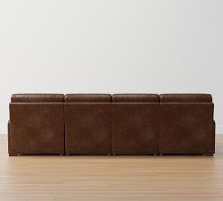 Turner Square Arm Leather Power Reclining Double Chaise Sectional (105&quot;&ndash;117&quot;)