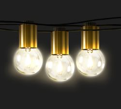 Brass Solar Globe String Lights - 26'