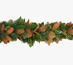 Live Magnolia &amp; Noble Fir Garland
